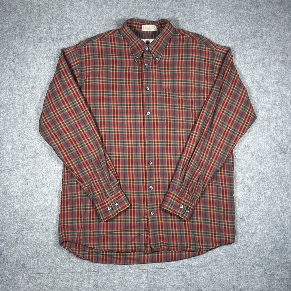 Viyella Button Down Shirt Mens Large‎ Multicolor Plaid Cotton Wool Blend Casual